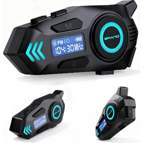 K09 Motorrad-Intercom, Bluetooth 5.4 Freisprecheinrichtung, Duo 500m Motorrad-Intercom-Kommunikationssystem, Audio-Headset mit Digitalanzeige/IPX8 wasserdicht/HiFi/FM (1 Stück) (1/5)