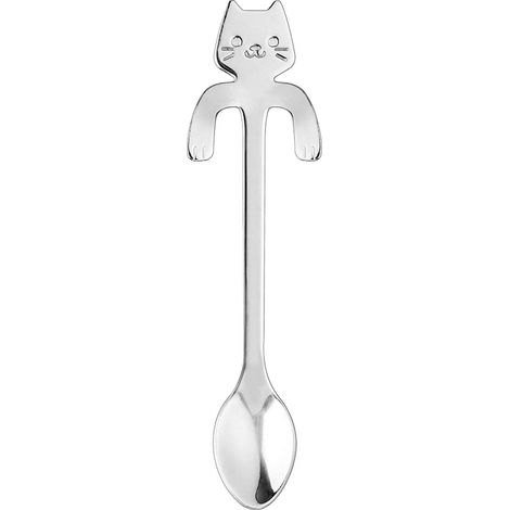 Cuillère en inox argenté en forme de chat (1/3)