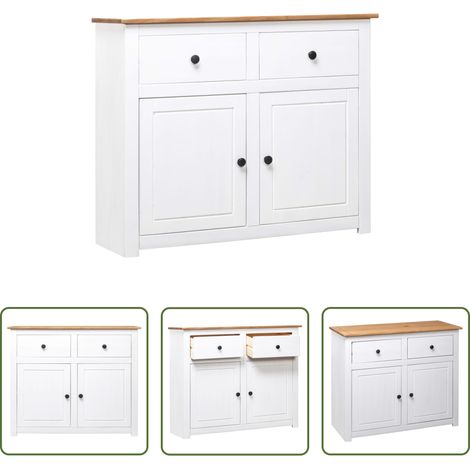 vidaXL Buffet en bois - Buffet Blanc 93x40x80 cm Pin Gamme Panama (1/5)