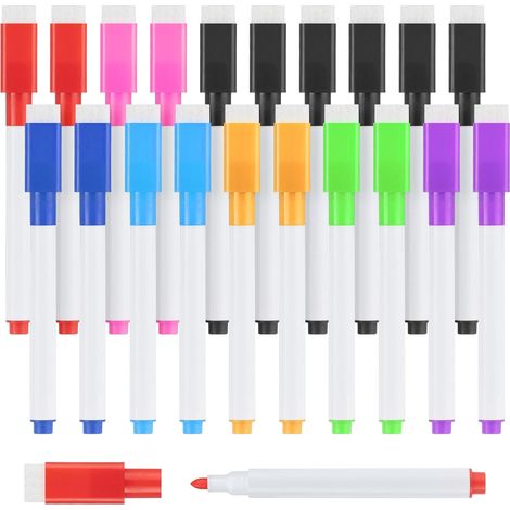 Feutre Tableau Blanc Effacable, 20pcs Marqueur Tableau Blanc Effacable, Magnetique Stylo Effaçables, Stylos de Tableaus pour Maison L'éCole Bureau Muticolor (1/5)