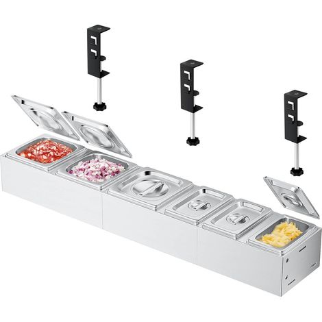 Lot de 6 récipients à ingrédients pour pizza, en acier inoxydable, avec couvercle, pour barbecue, cuisine, gastronomie, accessoires de pizza (1/5)
