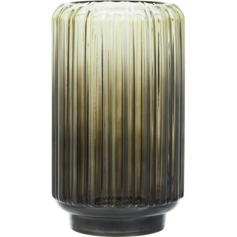 Interiors by Premier Durable Large Grey Ribbed Glass Vase, Robust Pottery Vase, Contemporary Design Glass Vase For Flowers
