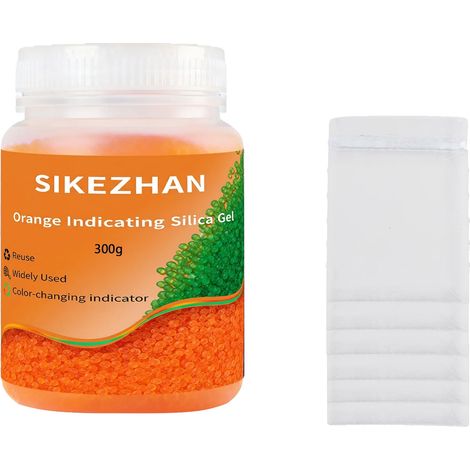 Silica-Gel-Desiccant, wiederverwendbar, sofortiger Sättigungsanzeiger, Orange-300g (1/2)