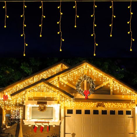 Guirlande Lumineuse LED Noël 9m 240LED IP44 Etanche avec Minuteur 8 Modes Décoration de Fête pour Noël Mariage Blanc Chaud (1/5)