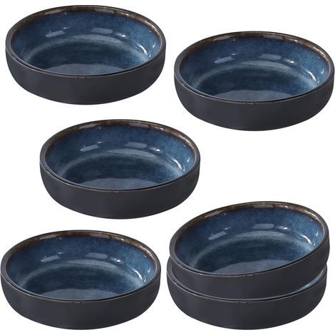 Bols à Sauce: 6 Bols Ronds en Céramique pour Sauce Soja, à Sushi, Mini Bol à Épices, Saladier Bleu Marine, Mini Bol Aperitif pour Épices, Snacks, Noix, Lave-Vaisselle (1/5)