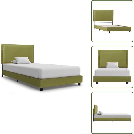 Bettgestell Grün Stoff 90x200 cm - Betten - Bettgestell - Holzbetten - Grünes Bett - Single Bett (1/5)