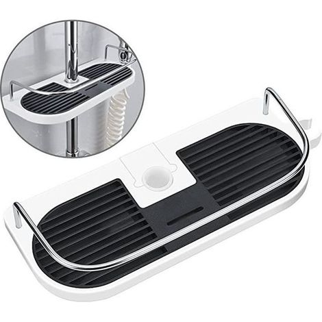 Étagère de douche - Support sans perçage - Pour rail rond Ø24 mm - 30,5x12x7 cm (1/4)