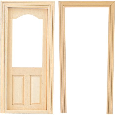 Miniatur-Holztür für Puppenhäuser im Maßstab 1:12, DIY-Möbelzubehör (1/5)