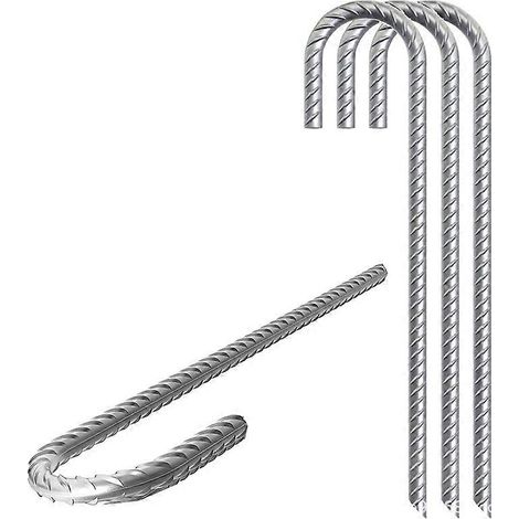 Lot de 3 ancrages au sol, piquets de tente en acier galvanisé, piquets de fixation en forme de J, ancrage au sol robuste en acier pour toile de trampoline de 30 cm (12 pouces). (1/5)
