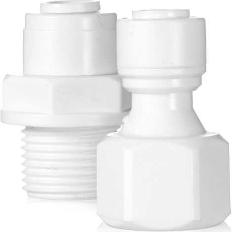 2 PCS Water Filter Quick Connector, 3/8" Male/Female Thread to 1/4", Water Filter Tubing Fittings