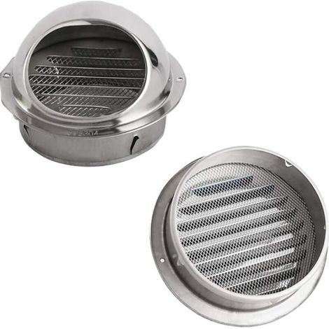 Grille d'Aération Ronde Grille Ventilation Hotte, Conduit Aérateur d'Air Grille de Ventilation en Acier Inoxydable avec Filet Anti-insectes, 100mm (2 Pcs) (1/4)