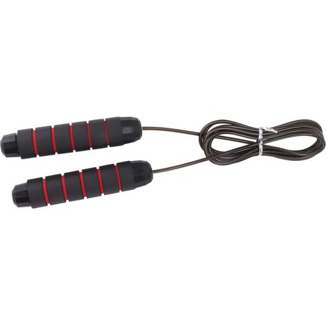 Corde à sauter lestée brûle-calories, poignée en mousse anti-nœuds, corde d'entraînement fitness 406 g, noir et rouge (1/5)