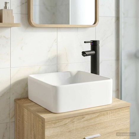 Lavabo de baño Negro Mate 49 x 37 x 14 cm Metal
