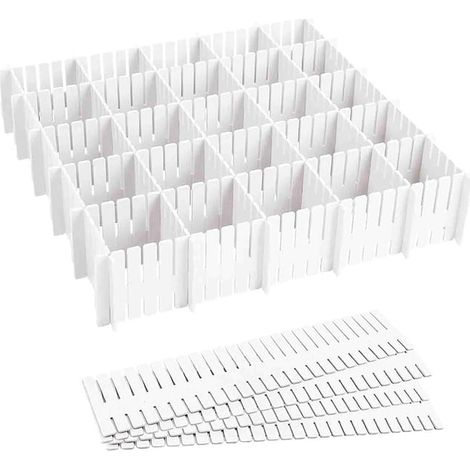 Organizador de cajones, 16 separadores de cajones, separadores de cajones ajustables, organización de almacenamiento (blanco) (47 cm) (1/5)