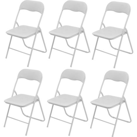 Chaise Pliante en PVC et Métal Blanc - Lot de 6 Chaises Pliables  Solides - Livraison gratuite