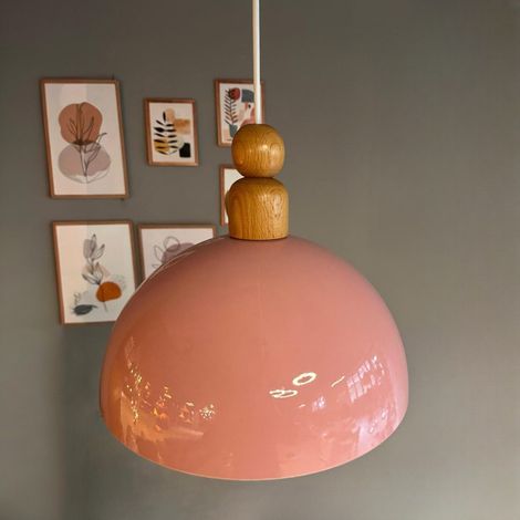 Yimpe Suspension Luminaire en Metal de 30cm, Plafonnier Vintage, Lustre Salon, Cuisine, Chambre, Salle à Manger, Couloir Lampe Ronde E27, Éclairage Intérieur, Rosa (1/5)