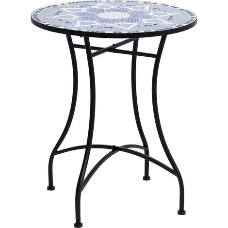 Runder Gartentisch – Dekorative Mosaikplatte – Tragkraft 100 kg – Ø 60 x 71 cm – Für den Außenbereich geeignet