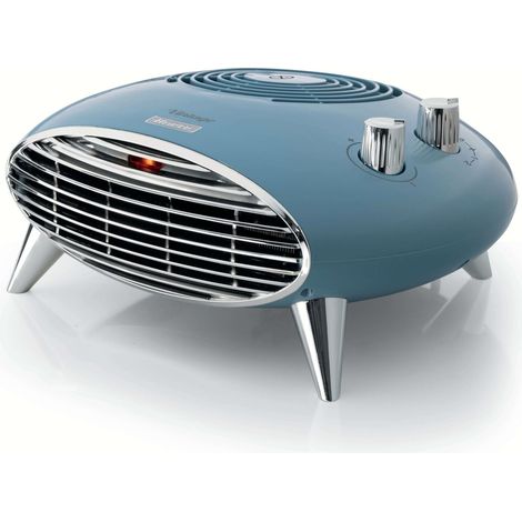Ariete Vintage 8211 Termoventilatore da tavolo Stufetta elettrica 2000W Termostato Silenzioso Griglia e piedi cromati Celeste (1/5)