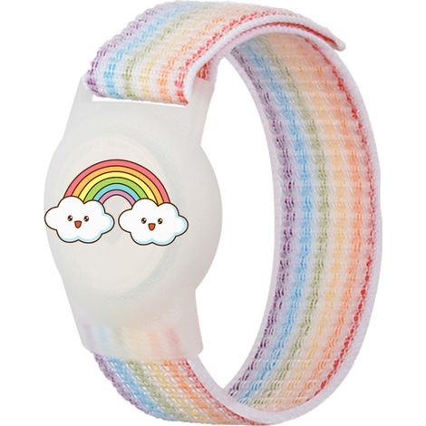 Custodia per localizzatore AirTag con cinturino da polso per bambini, in nylon - Arcobaleno (1/4)
