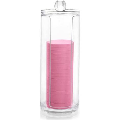 Organiseur de maquillage rond en acrylique, distributeur de cotons démaquillants (1/4)
