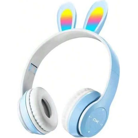 Casque Bluetooth pliable avec oreilles de lapin colorées et lumineuses, design amusant, mode sans fil pour enfants et adultes