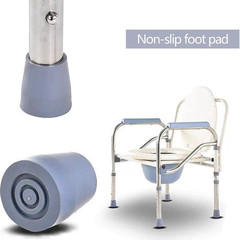 Chaise percée rembourrée pour personnes âgées, chaise de toilette, chaise de nuit réglable en hauteur, chaise de douche, pliable, avec accoudoirs et dossier, capacité de charge 150 kg