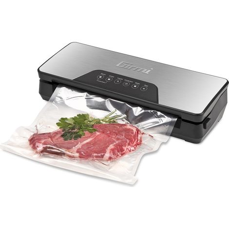 Girmi VT75 Macchina per il Sottovuoto per Alimenti Automatica,130 W, Forza Aspirante -750 mBar, 3 Funzioni sigilla, sottovuoto, contenitori, Panello Soft-Touch, Include rullo, Nero (1/5)