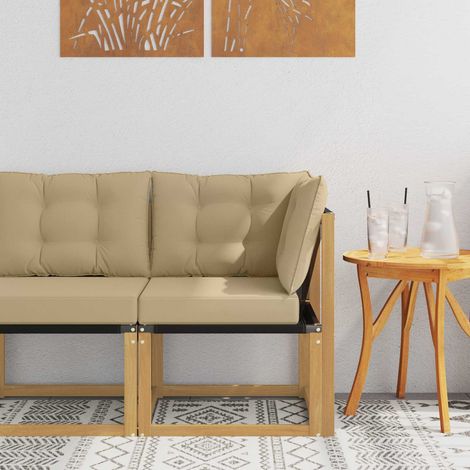 Teenpull – Outdoor Ecksofa Massivholz Akazie und Textilene Stoff Weiß (1/5)