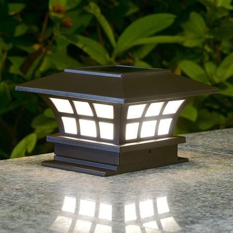Poteau Solaire Cap Lumière Moderne Borne Colonne Lampe Éclairage Extérieur ABS Extérieur Pilier Lampe Étanche IP65 (1/5)