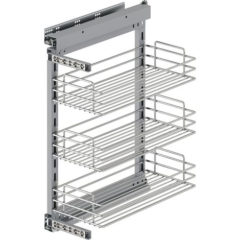 Carrello estraibile Suprastar con sistema di chiusura morbida, 400, Cromato lucido, Acciaio, 8977911 EMUCA