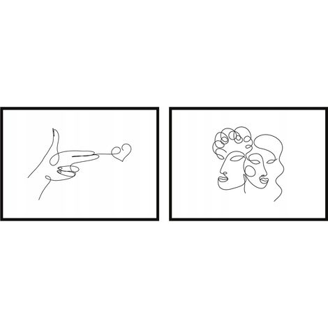 POSTER DIPINTI IN CORNICE 53x73cm Dittico Set di 2 Volti Lineart P836 (1/3)