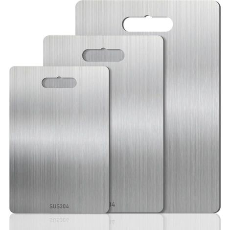 3 Pièces Planche À Découper En Acier Inoxydable 304, Planche À Découper En Métal Épais, Planche À Découpers, Pour La Maison, La Cuisine En Plein Air (1/5)
