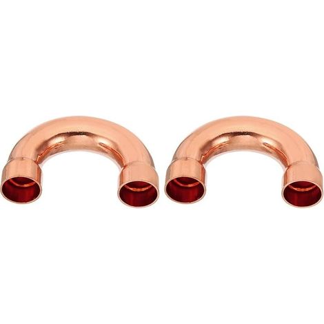 2pcs Raccord Coudé Cuivre pour Tuyaux Gaz, 19mm Raccord Tuyau d'Arrosage Durite Essence, Raccords Tuyauterie à Pression pour HVAC Climatisation Plomberie, Épaisseur 1mm - U Forme (1/4)
