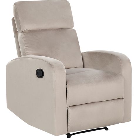 Sofa manuell verstellbar 2-Sitzer VERDAL Samtstoff Beige mit Fußstütze (1/5)