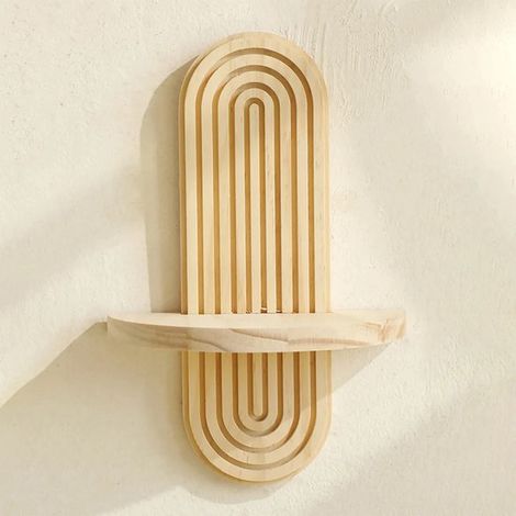Étagère bohème en 2 parties, fabriquée à la main en bois massif, étagère à bijoux en forme d'arche arc-en-ciel pour le rangement dans les chambres, les salons, les chambres d'enfants et (1/5)