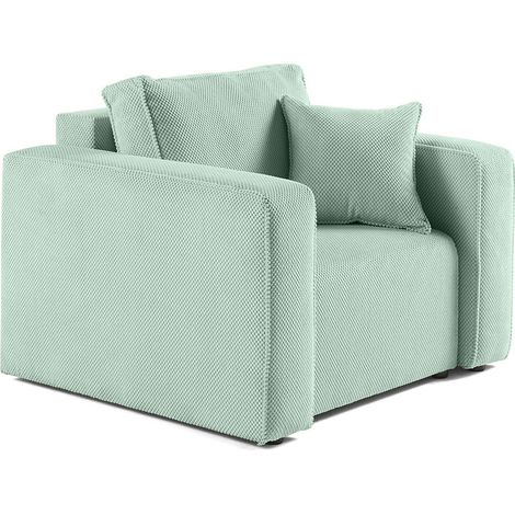 Topaze - fauteuil - en velours texturé - bleu (1/5)