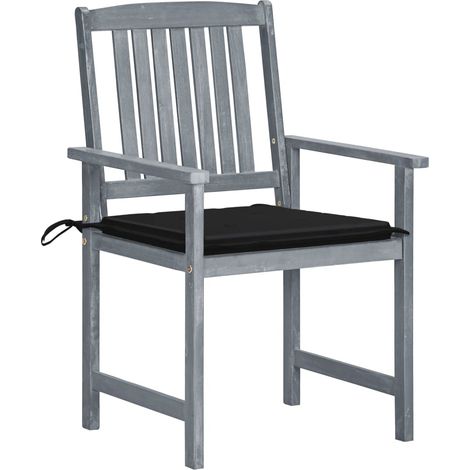 Lot de 8 Chaises de jardin et de camping avec coussins, Chaises de relaxation, Bois d'acacia solide Gris OIB6550E (1/5)