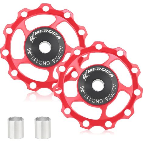 Poulie Dérailleur Arrière Poulie de Jockey de Vélo Roues Jockey 11t,VTT en Alliage D'aluminium Rouleau,Galet Guide Poulie Poulie,Bicyclette Poulie Dérailleur Arrière Guide,pour VTT et Vélo Route 2PCS (1/5)