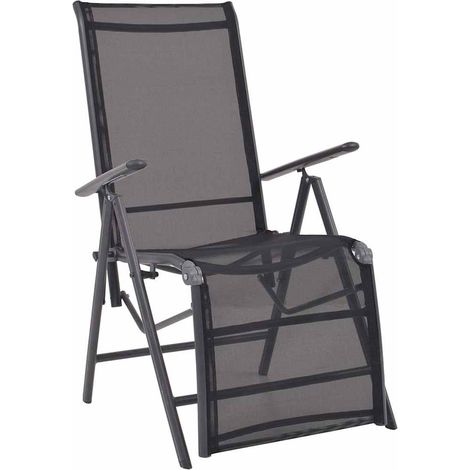 Chaise longue de jardin inclinable en aluminium et textilène noir avec repose-pieds - PANGIVO (1/5)