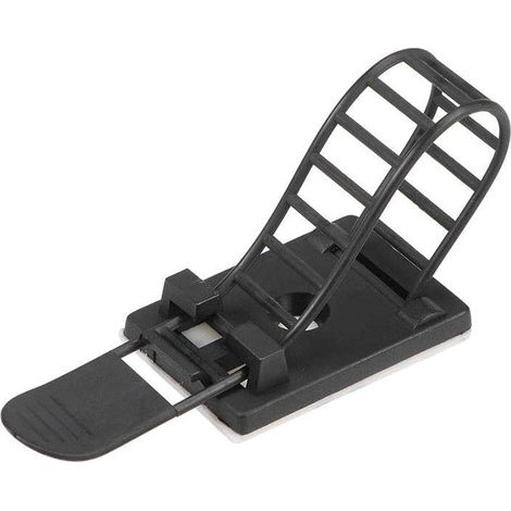 Réglable Autocollant Cable Clips Fil Organisateur avec Optionnel Vis Support pour électrique Cablage Boucler Cable Attache 91x18mm Noir 25pcs (1/4)