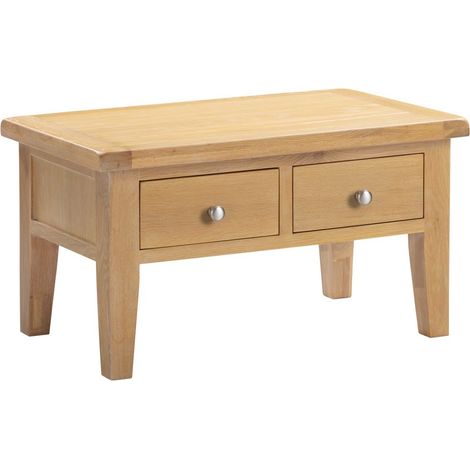 Windsor 2 Drawer Coffee Table - L55 x W90 x H50 cm - Natural Oak