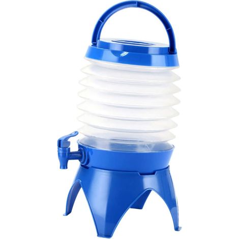 Distributeur de Boissons Portable avec Robinet 3, 5 L Bleu en Pliable, pour Camping et Fêtes, Format Compact avec Base Support, Usage Extérieur (1/5)