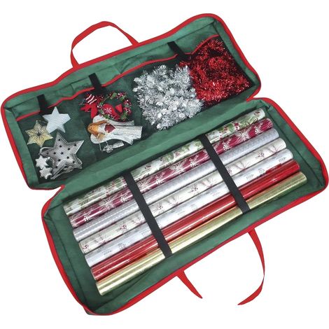 Organizer per confezioni regalo, borsa portaoggetti di grande capacità, adatta per fiocchi e nastri, verde (1/2)