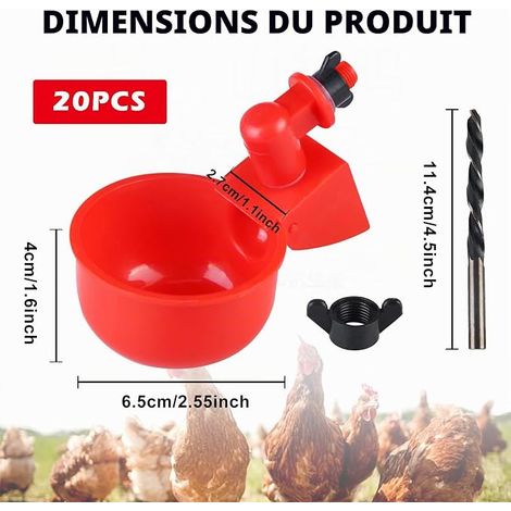 Automatic Chicken Drinker, DIY Hens Drinker with Hole Saw, Automatic Drinking Trough Kit for Chicks, Ducks, Geese, Turkeys, Rabbits, (1/4)