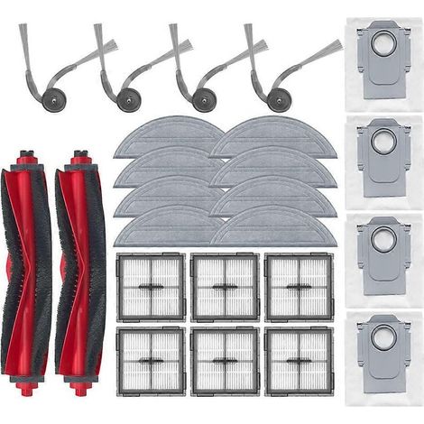 Lot de 24 pièces pour Roborock Q10 S5/Q10 S5+/Q10 X5/Q10 X5+/Q10 VF/Q10 VF+ : brosse principale, filtre, chiffon de nettoyage et sac à poussière.