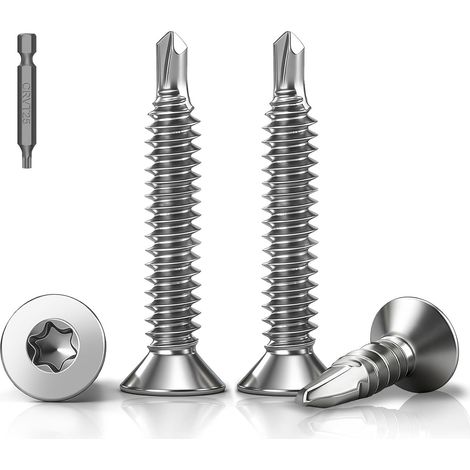 120 Pièces Torx Vis Autoforeuse Inox 410, M4.2x38mm, DIN7504 (1/5)