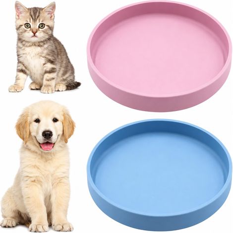 2PCS Gamelle Chat en Silicone sans BPA 18 cm Gamelle Chaton Bleu et Rose (1/5)