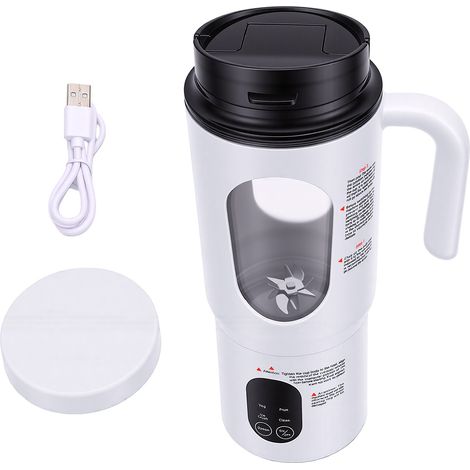 Blender/extracteur de jus rechargeable multifonctionnel pour fruits, légumes et noix. Format compact, facile à nettoyer, idéal pour la maison ou une résidence étudiante. Blanc. (1/5)