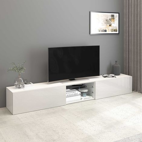 Meuble TV moderne 240 cm blanc brillant Keops (1/5)