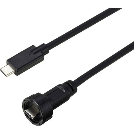 USB-C® 3.1 spina su spina IP67 (filettatura) cavo 0,5 m. TC-E10T-MT3.1-MWA/NWA-0.5PV-S Cavo in plastica impermeabile TC